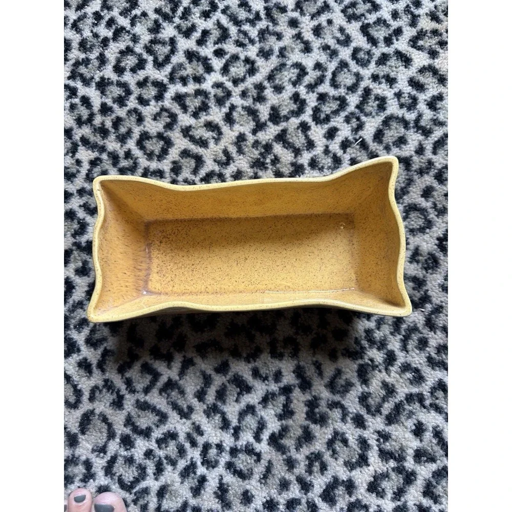 Covina Pottery‎ 140 Yellow Planter Catchall Decor MCM Speckled Rectangular VTG